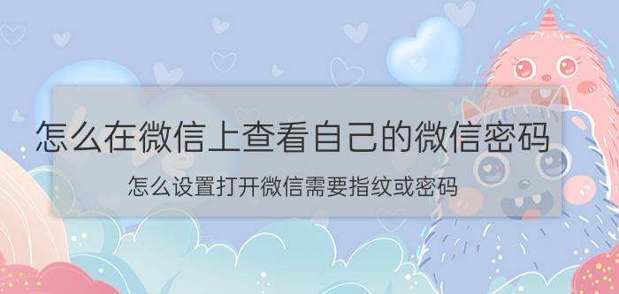 怎么在微信上查看自己的微信密码 怎么设置打开微信需要指纹或密码？